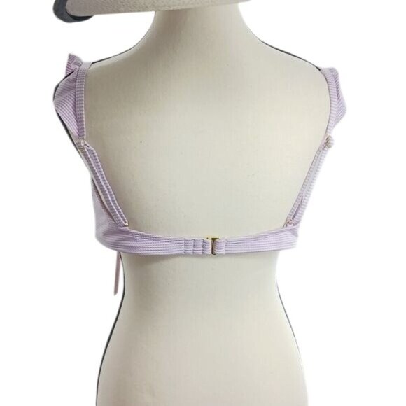 Xhilaration Womens XL Purple Gingham Swim Top Ruffle Strap Ruched Bikini - Picture 5 of 7